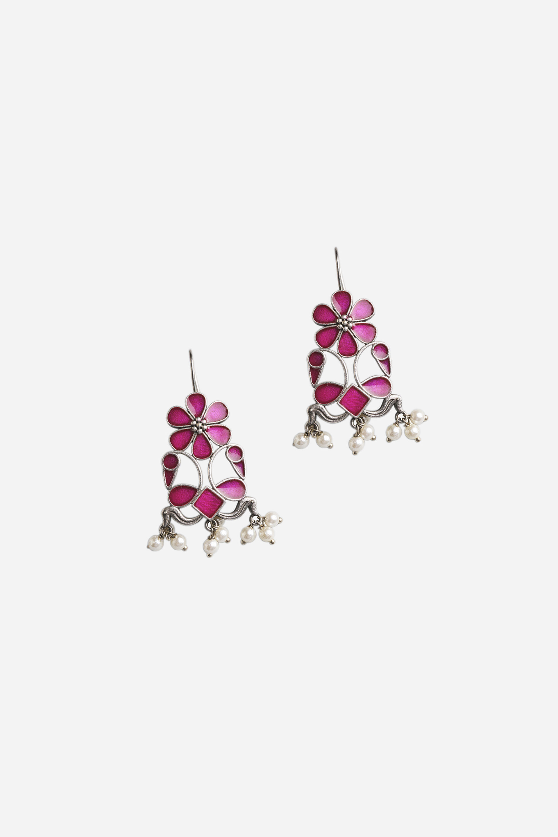 Pink Flower Dangler Earrings
